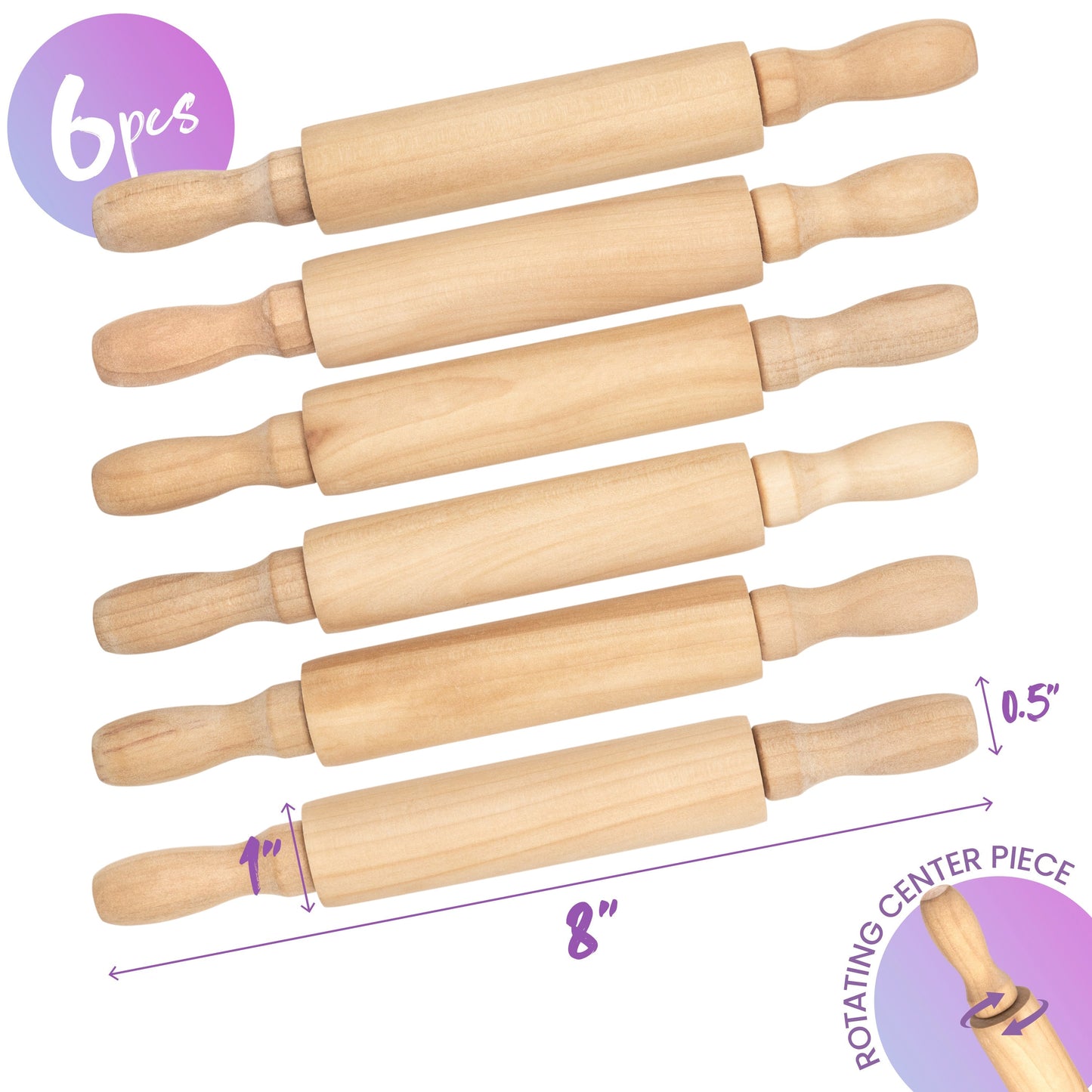 Mini Rolling Pin - 6 pack