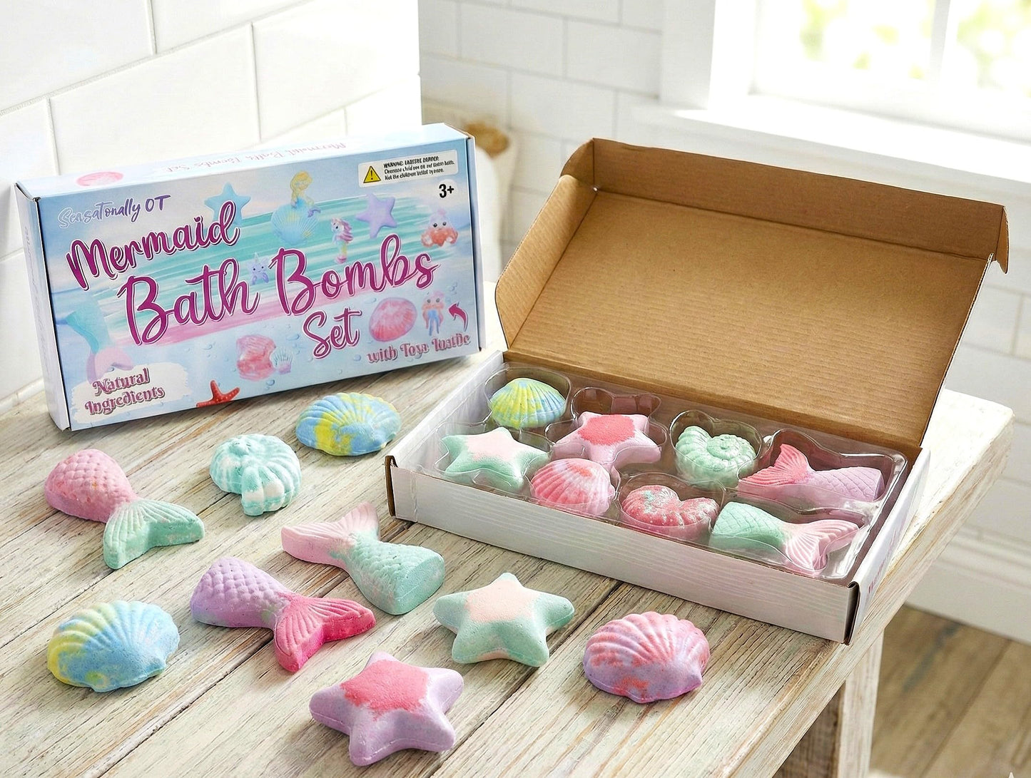 Sensationally OT Mermaid Bath Bombs for Kids with Toys - 8 Pack Set