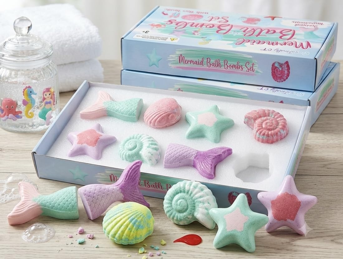 Sensationally OT Mermaid Bath Bombs for Kids with Toys - 8 Pack Set