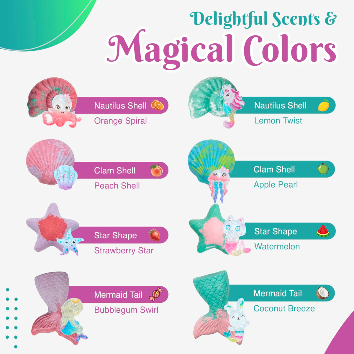Sensationally OT Mermaid Bath Bombs for Kids with Toys - 8 Pack Set