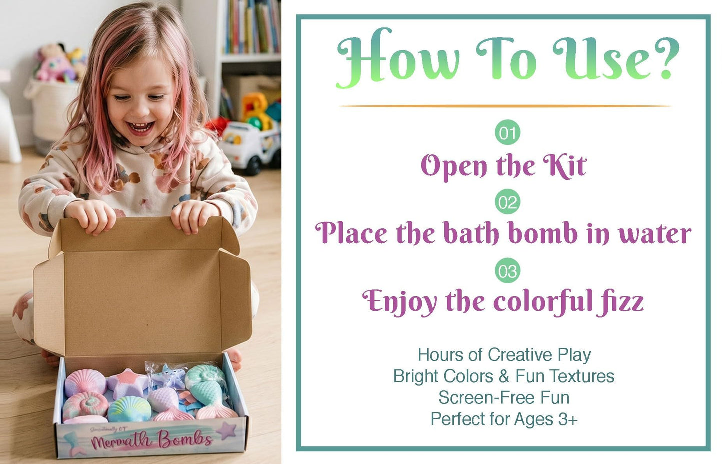Sensationally OT Mermaid Bath Bombs for Kids with Toys - 8 Pack Set